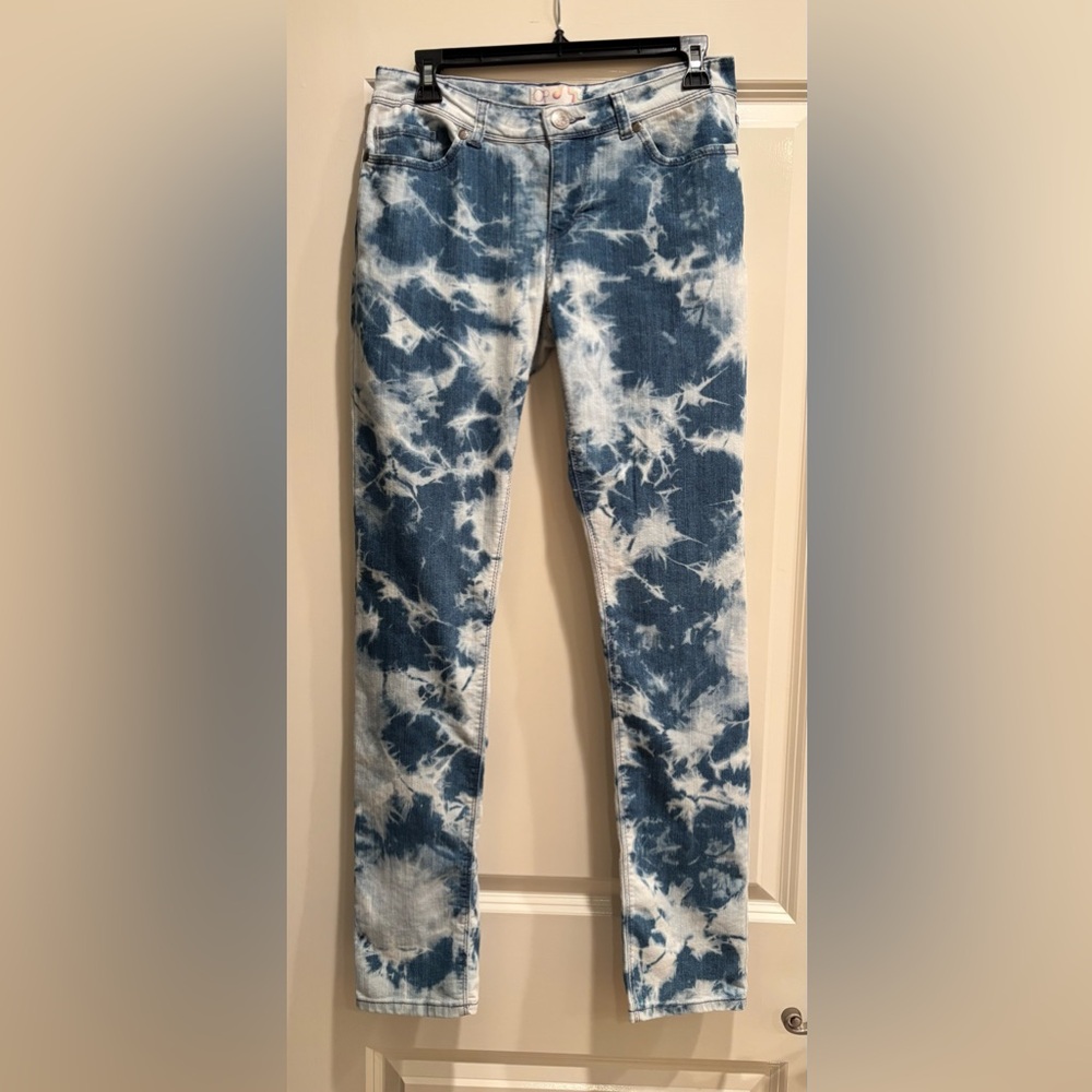 OP Blue and White Straight Leg acid washed Jeans.